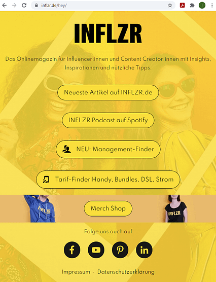 Screenshot Website @inflzr