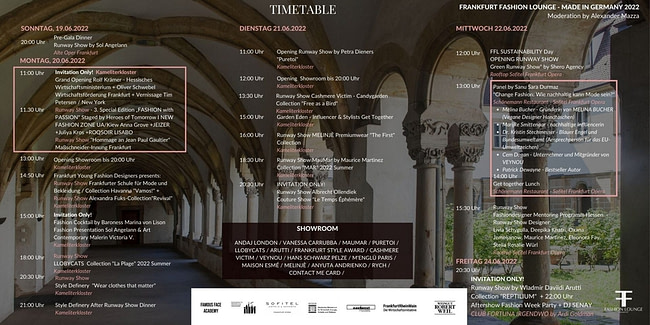 Programm Frankfurt Fashion Lounge auf der Frankfurt Fashion Week