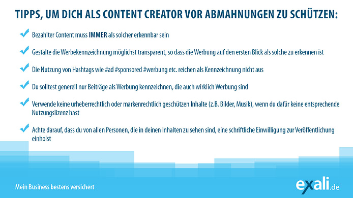 Tipps um dich als Content Creator vor Abmahnungen zu schützen | © exali.de
